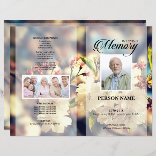 TEMPLATE ROUWDIENST MET OUDE BLOEMEN (Voorkant / Achterkant)