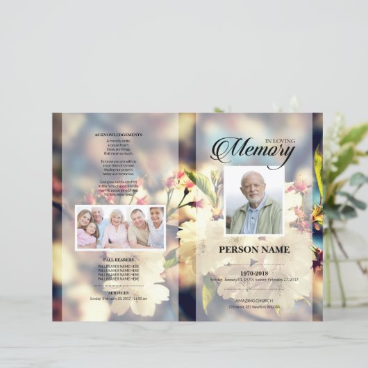 TEMPLATE ROUWDIENST MET OUDE BLOEMEN (Staand voorkant)