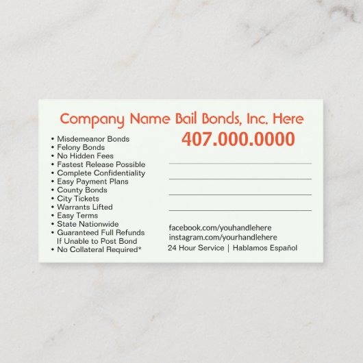 Template voor  bankpas voor borgobligaties visitekaartje (Achterkant)