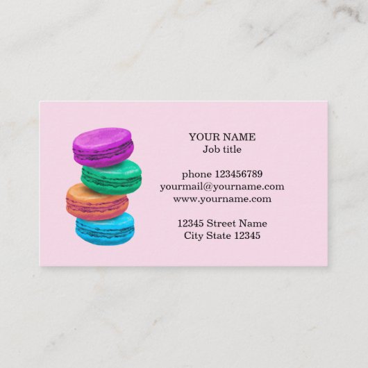 Template voor de bakkerij van Macarons Visitekaartje (Achterkant)