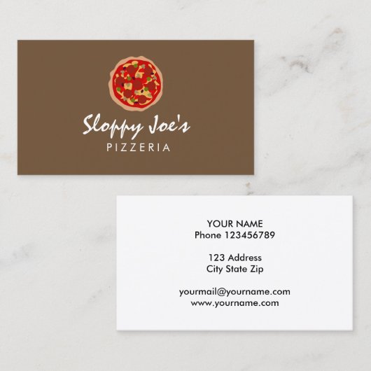 Template voor een aangepaste pizzaperskaart visitekaartje (Voorkant / Achterkant)