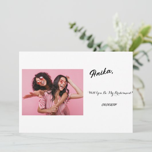 TEMPLATE VOOR HULPBRUIDSMAID VOORSTELKAART KAART (Staand voorkant)