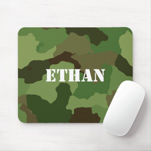 Template White Text on Military Style Camouflage Muismat (Met muis)