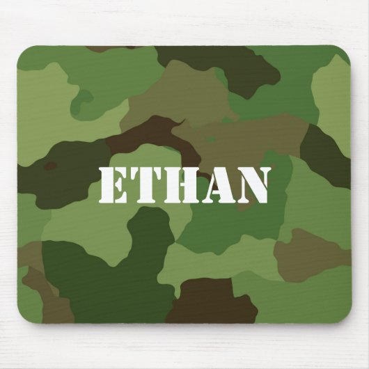 Template White Text on Military Style Camouflage Muismat (Voorkant)