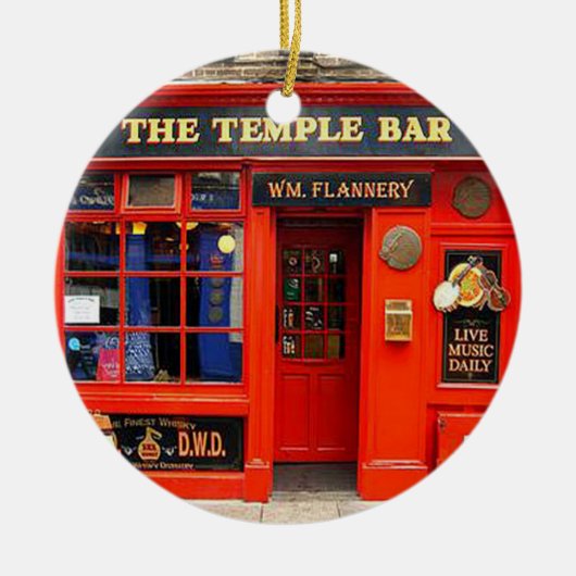 Temple Bar, Dublin, Ierland, kerstversiering Keramisch Ornament (Voorkant)