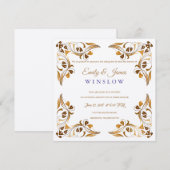 Temple Bruiloft Receptie Kaart Fancy Leaf Borders (Voorkant / Achterkant)