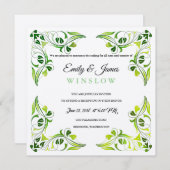 Temple Bruiloft Receptie Kaart Fancy Leaf Borders (Voorkant / Achterkant)