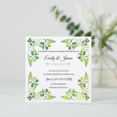 Temple Bruiloft Receptie Kaart Fancy Leaf Borders (Staand voorkant)