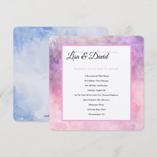 Temple bruiloft receptie uitnodigen-roze Waterverf Kaart (Voorkant / Achterkant)