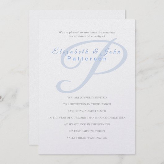 Temple bruiloft uitnodiging-laatste Initiaal Kaart (Voorkant / Achterkant)