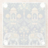 Temple Elephants Onderzetter Glazen Onderzetter (Achterkant)