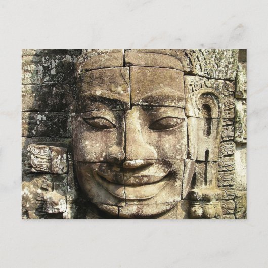 Temple Face, Cambodjaanse Vintage Briefkaart (Voorkant)