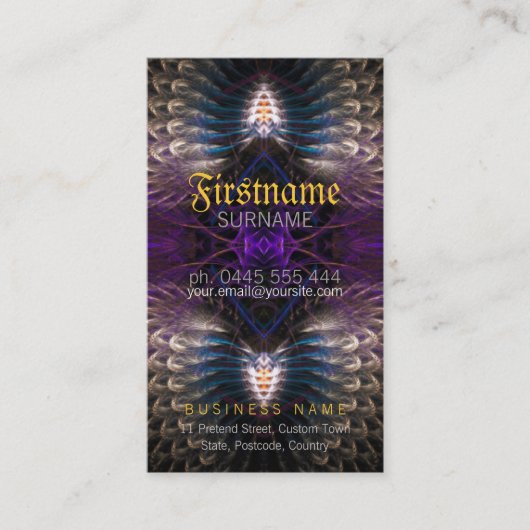 Temple Fractal Feathers Visitekaartje (Voorkant)