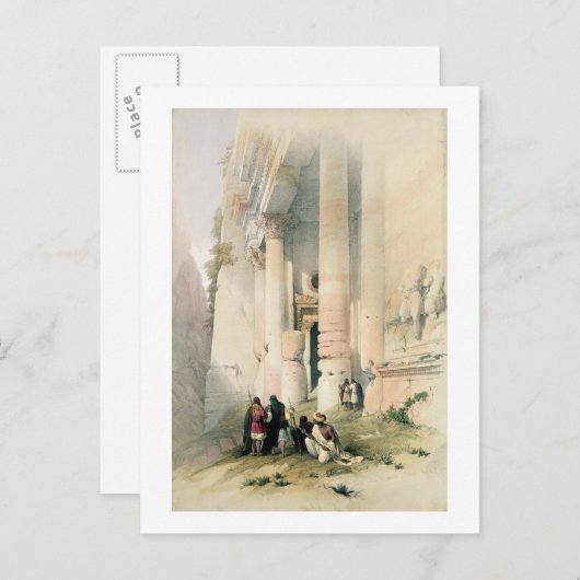 Temple genaamd El Khasne, Petra, 7 maart 1839, pl Briefkaart (Voorkant / Achterkant)