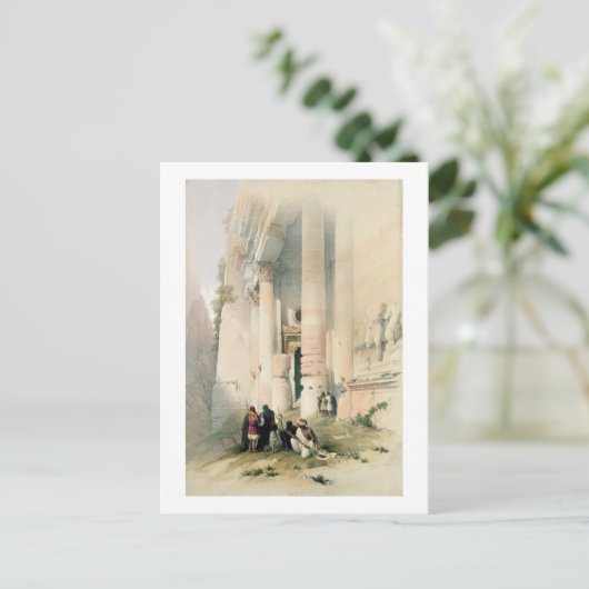 Temple genaamd El Khasne, Petra, 7 maart 1839, pl Briefkaart (Staand voorkant)