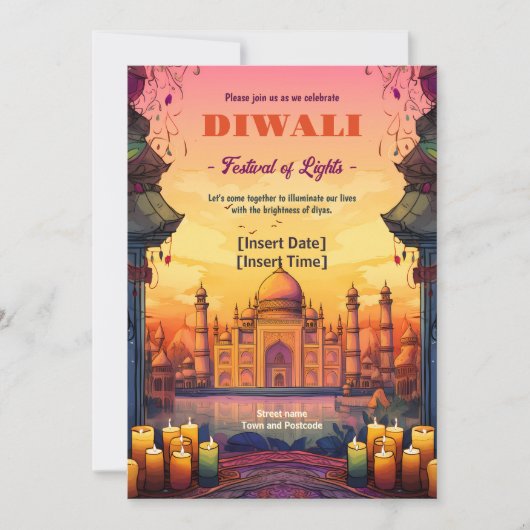 Temple Glow Diwali Uitnodiging (Voorkant)