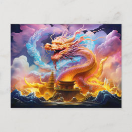 Temple Grace – Chinese Airbrush Dragon in Pink and Briefkaart