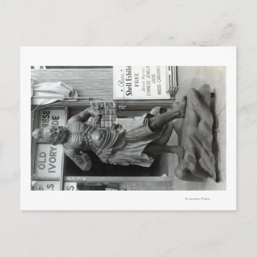 Temple Guard Statue op Pacific Curio Shop Briefkaart (Voorkant)