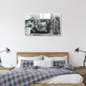 Temple Guard Statue op Pacific Curio Shop Canvas Afdruk (Insitu (Slaapkamer))