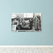 Temple Guard Statue op Pacific Curio Shop Canvas Afdruk (Insitu (Houten vloer))