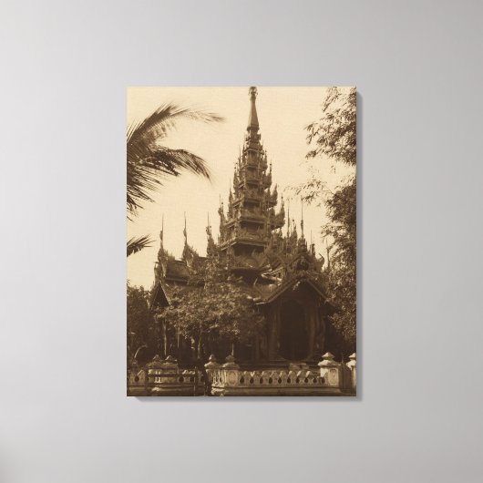 Temple in Mandalay, Birma, eind 19e eeuw Canvas Afdruk (Voorkant)