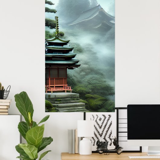 Temple - kleurrijk schilderen poster (Thuiskantoor)