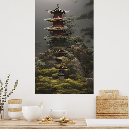 Temple - kleurrijk schilderen poster (Keuken)