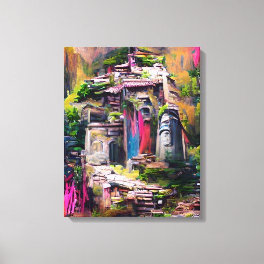 Temple - kleurrijke Abstracte afdruk van schilderC Canvas Afdruk (Voorkant)