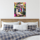 Temple - kleurrijke Abstracte afdruk van schilderC Canvas Afdruk (Insitu (Slaapkamer))