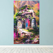 Temple - kleurrijke Abstracte afdruk van schilderC Canvas Afdruk (Insitu (Houten vloer))