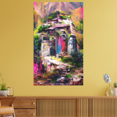 Temple - kleurrijke Abstracte afdruk van schilderC Canvas Afdruk (Insitu (Woonkamer))