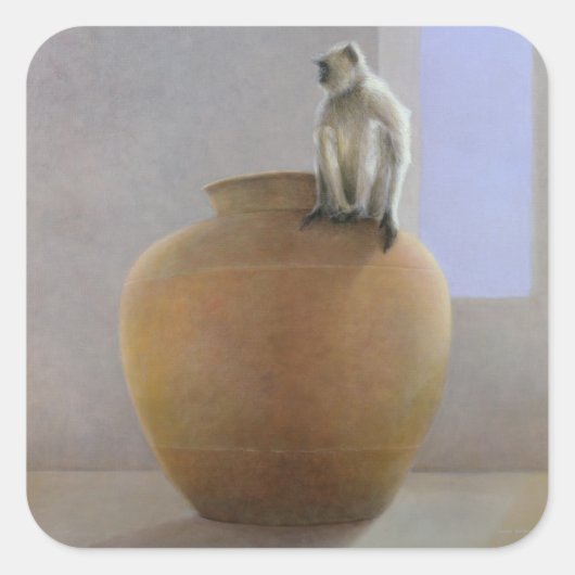 Temple Monkey Vierkante Sticker (Voorkant)