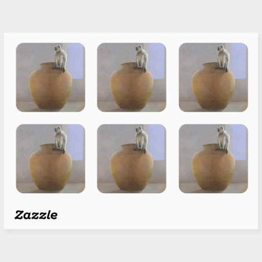 Temple Monkey Vierkante Sticker (Vel)