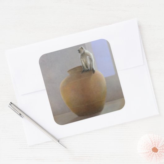 Temple Monkey Vierkante Sticker (Envelop)