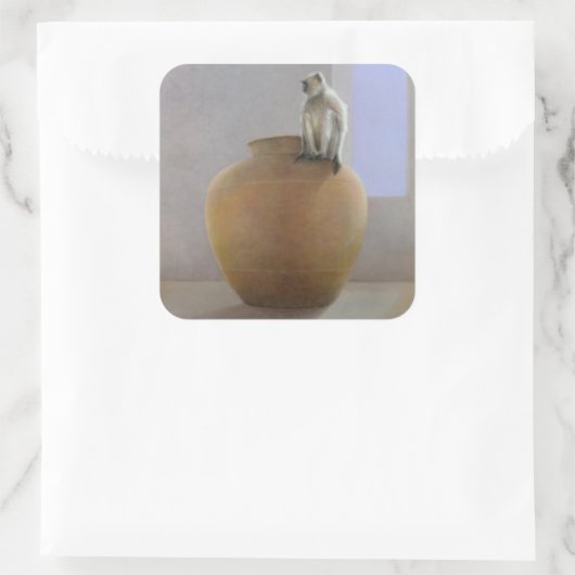 Temple Monkey Vierkante Sticker (Tas)