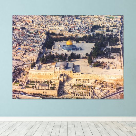 Temple Mount Old City Jerusalem Dome of the Rock Canvas Afdruk (Insitu (Houten vloer))