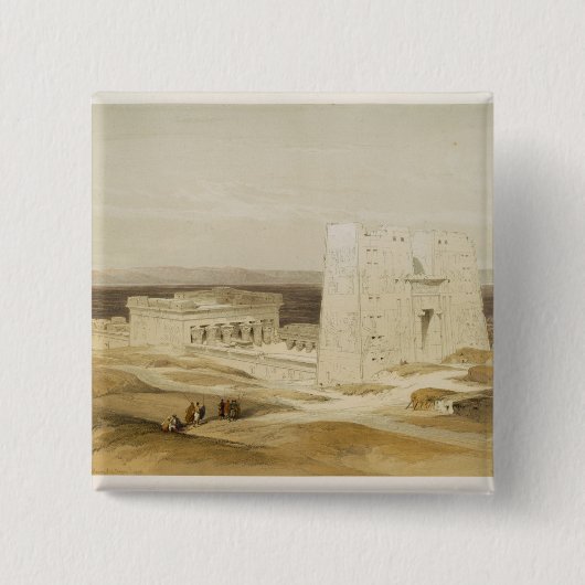Temple of Edfu, antieke Apollinopolis, Opper-Egypt Vierkante Button 5,1 Cm (Voorkant)
