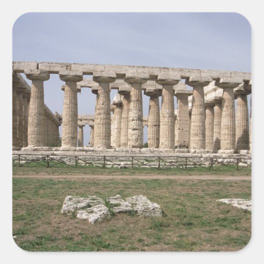 Temple of Hera I Vierkante Sticker (Voorkant)