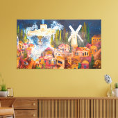 Temple of Jerusalem in Hanukkah Canvas Afdruk (Insitu (Woonkamer))