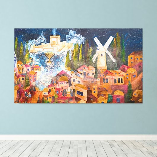 Temple of Jerusalem in Hanukkah Canvas Afdruk (Insitu (Houten vloer))