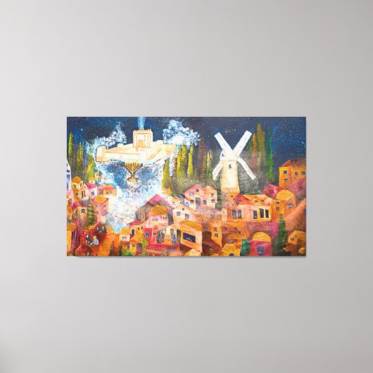 Temple of Jerusalem in Hanukkah Canvas Afdruk (Voorkant)