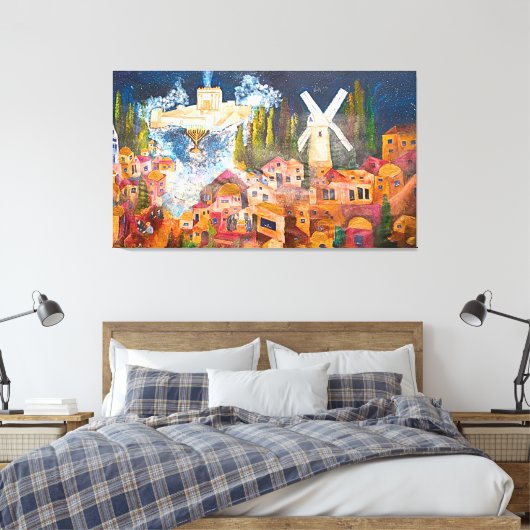 Temple of Jerusalem in Hanukkah Canvas Afdruk (Insitu (Slaapkamer))