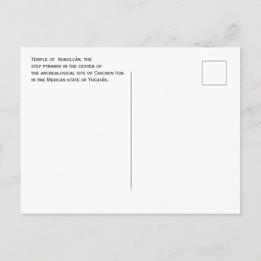 Temple of Kukulcán, Pyramid, Chichen Itza, Mexico Briefkaart (Achterkant)