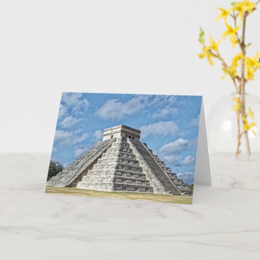 Temple of Kukulcán, Pyramid, Chichen Itza, Mexico Kaart (Gele Bloem)