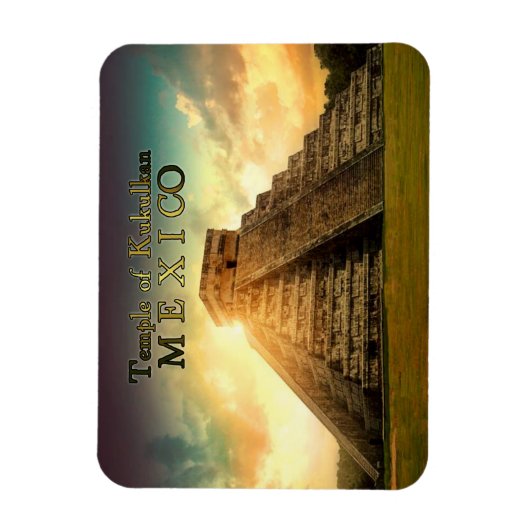 Temple of Kukulkan Mexico gestiliseerd Magneet (Verticaal)