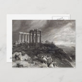 Temple of Minerva Sunium, gegraveerd door J. Saddl Briefkaart (Voorkant / Achterkant)