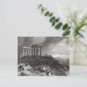 Temple of Minerva Sunium, gegraveerd door J. Saddl Briefkaart (Staand voorkant)