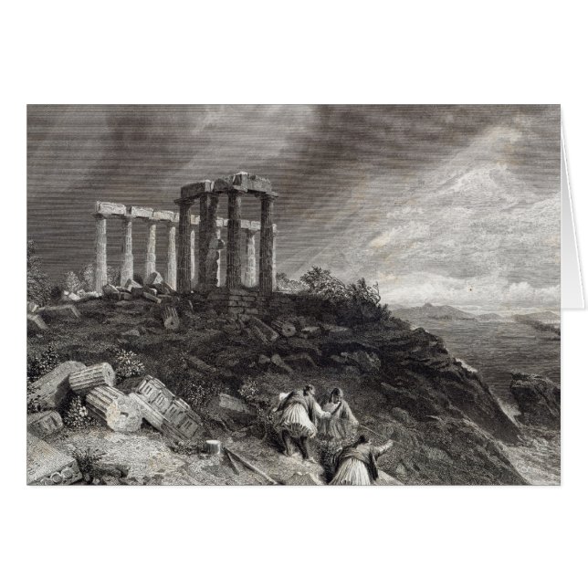 Temple of Minerva Sunium, gegraveerd door J. Zaddl (Voorkant Horizontaal)