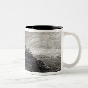 Temple of Minerva Sunium, gegraveerd door J. Zaddl Tweekleurige Koffiemok