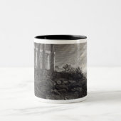 Temple of Minerva Sunium, gegraveerd door J. Zaddl Tweekleurige Koffiemok (Center)